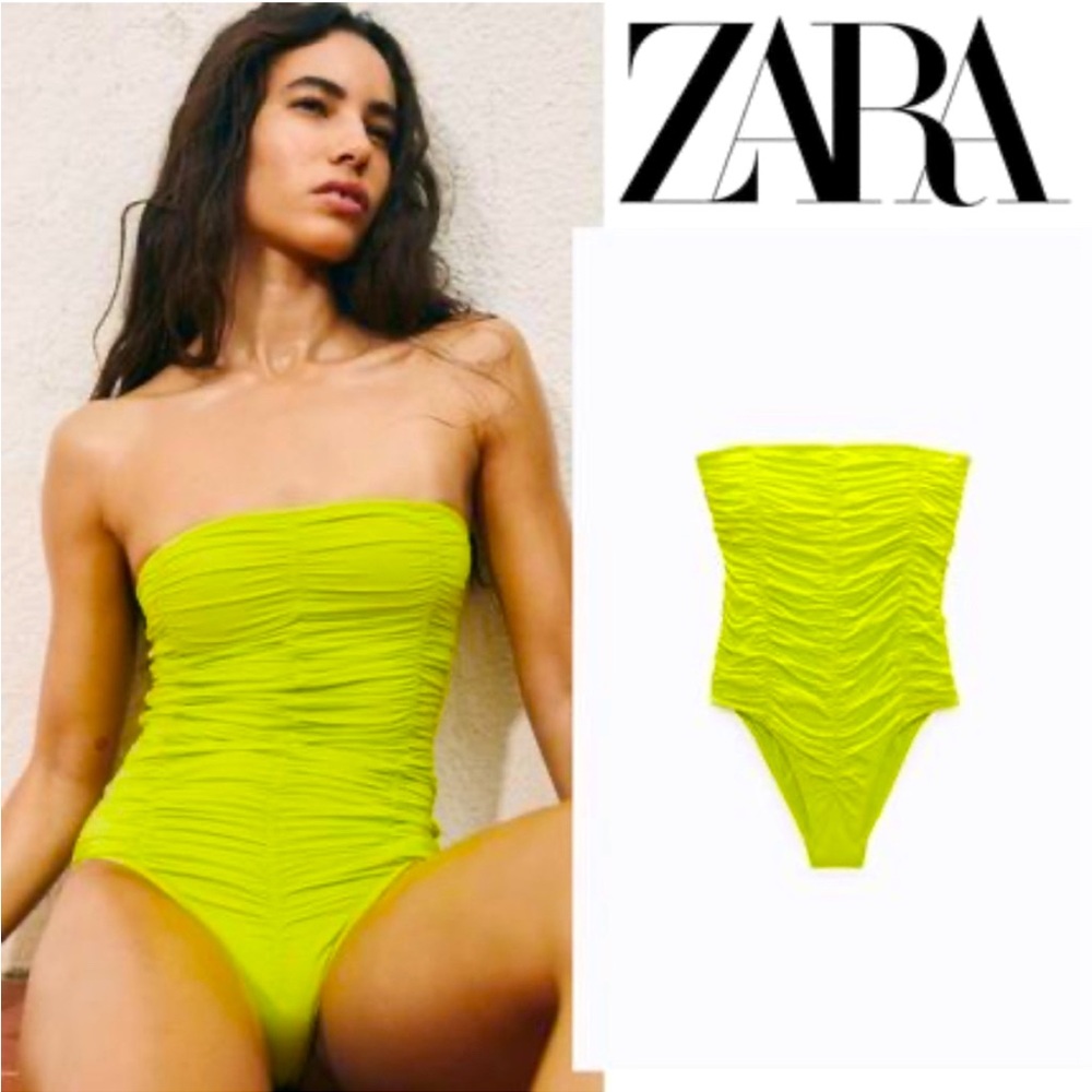 Zara Neon Yellow One Piece Swimsuit